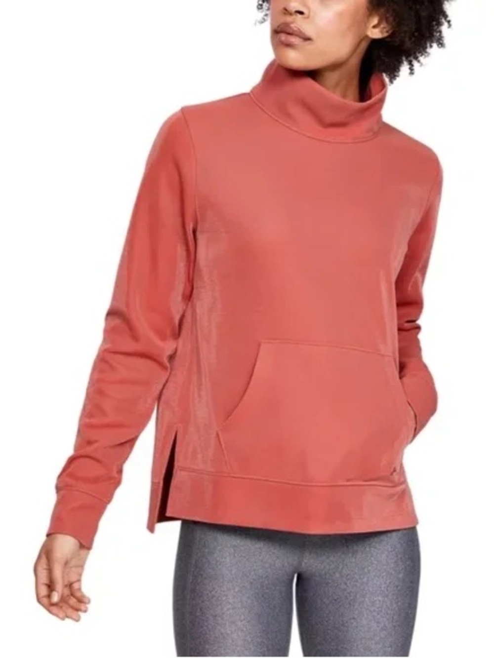 Under Armour Synthetic Fleece Mock Neck Mirage Pullover Sweater Coral Size M